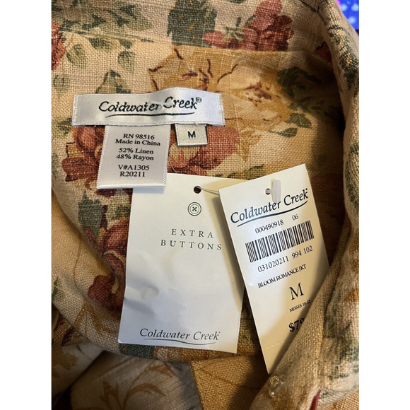 Coldwater Creek Tan Floral Button Up Roses Sweater Cottagecore Cardigan Size M - Picture 4 of 5